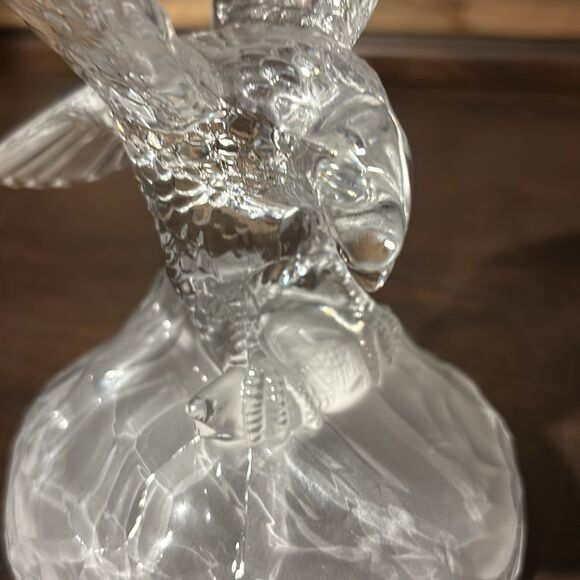 Vintage 1970 Leaded Crystal D' Arques Eagle w Fish Sculpture Statue Paper Weight - Picture 10 of 10